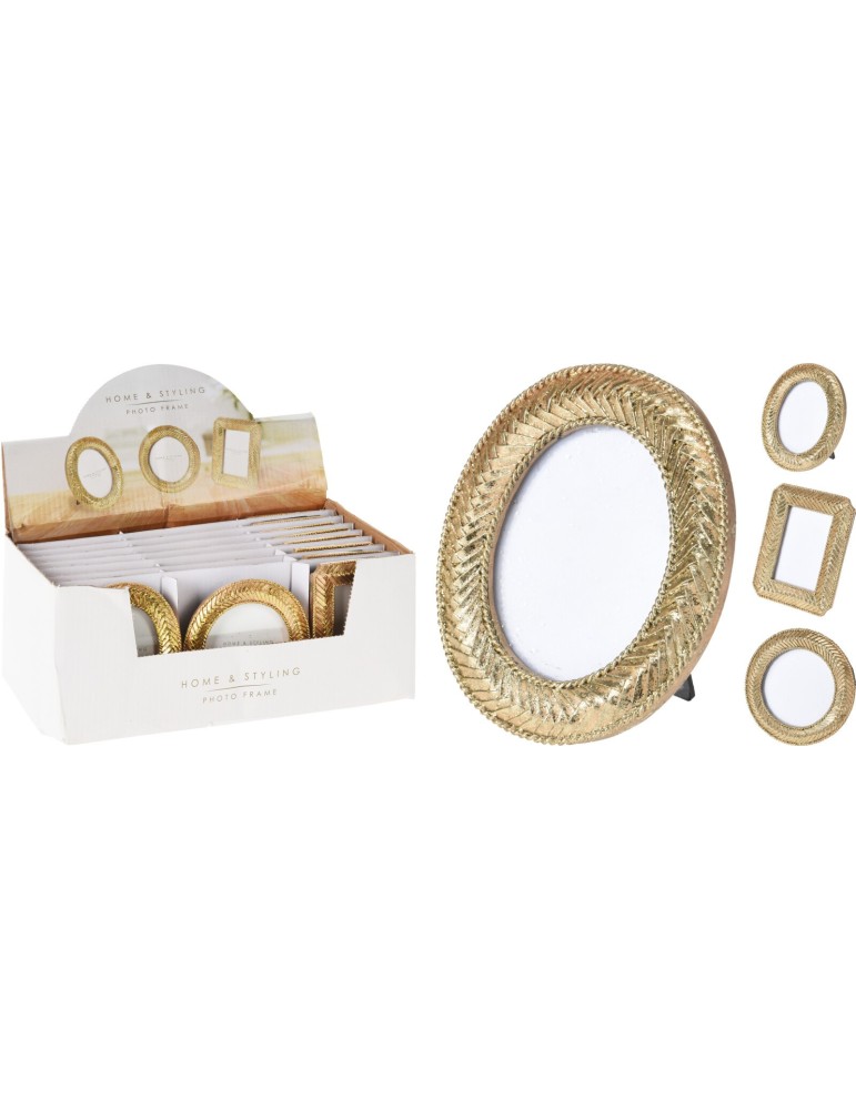 PORTAFOTO RESINA ORO 9CM 3 ASSORTIMENTI