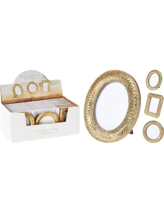 PORTAFOTO RESINA ORO 9CM 3 ASSORTIMENTI