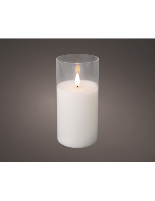 CANDELA IN VETRO LED BIANCO CALDOD7.5X15H