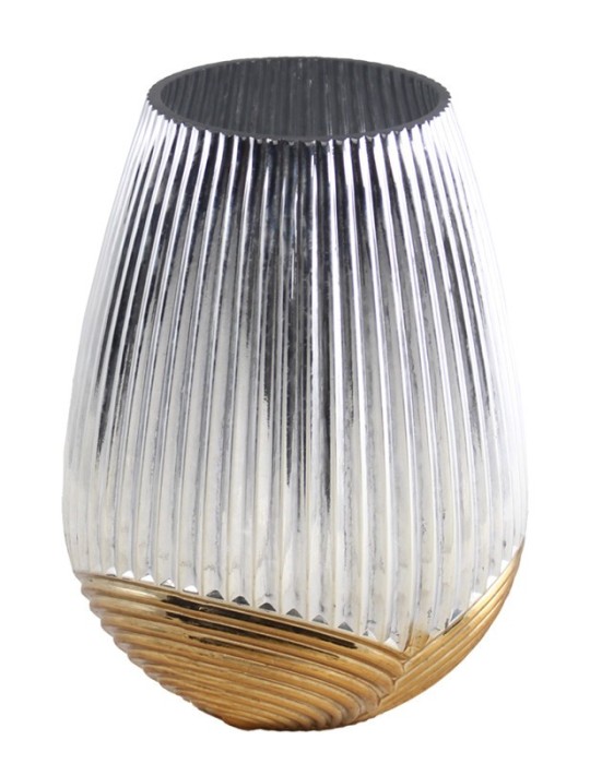 VASO ARGENTO ORO D19X25CM VETRO