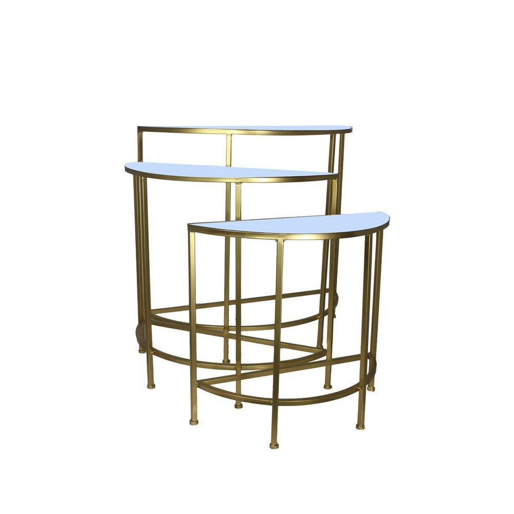 SET 3 TAVOLINI ORO METALLO