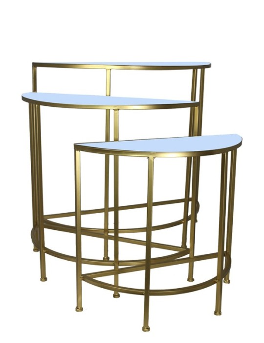 SET 3 TAVOLINI ORO METALLO