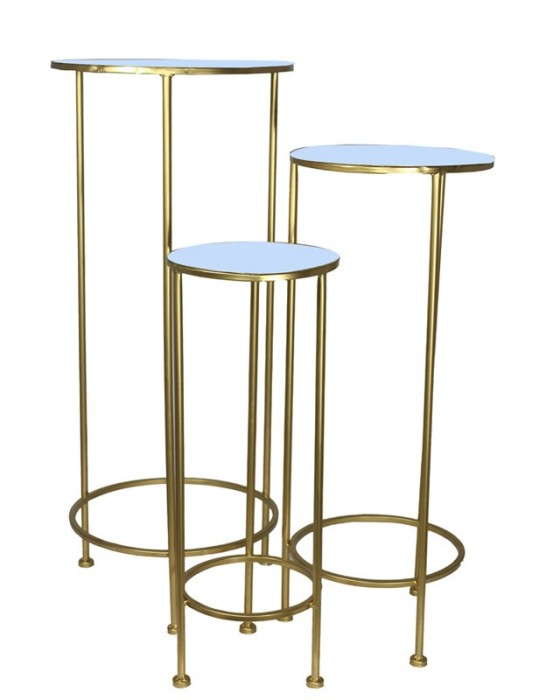 SET 3 TAVOLINI ORO METALLO