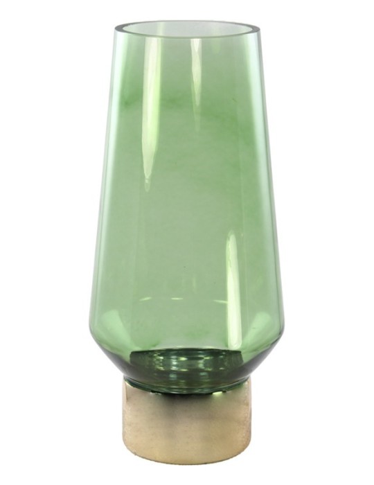 VASO VERDE/ORO D16X35CM VETRO