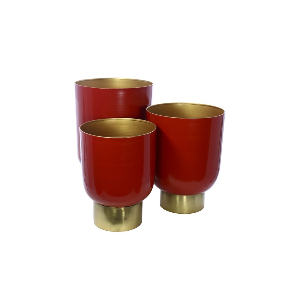 SET 3 CACHEPOT ROSSI ORO METALLO