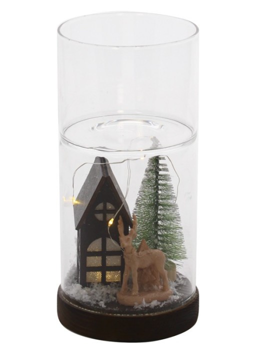 PAESAGGIO PORTA  CANDELA CON LED IN  VETRO