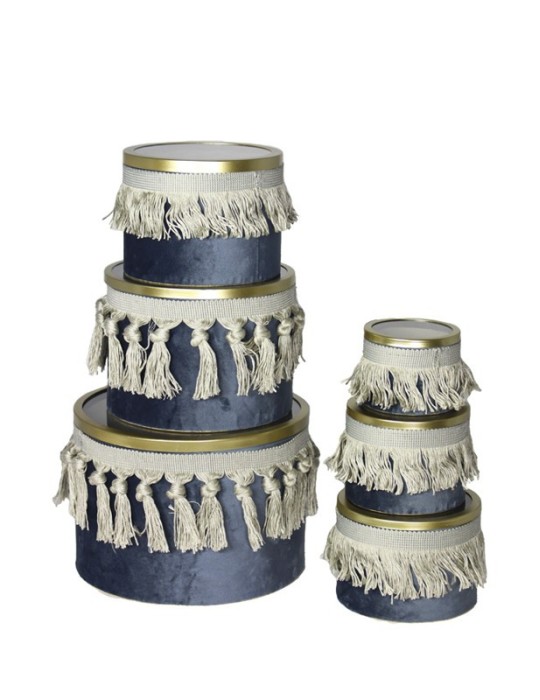 SET 6 SCATOLE BLU CON  NAPPE