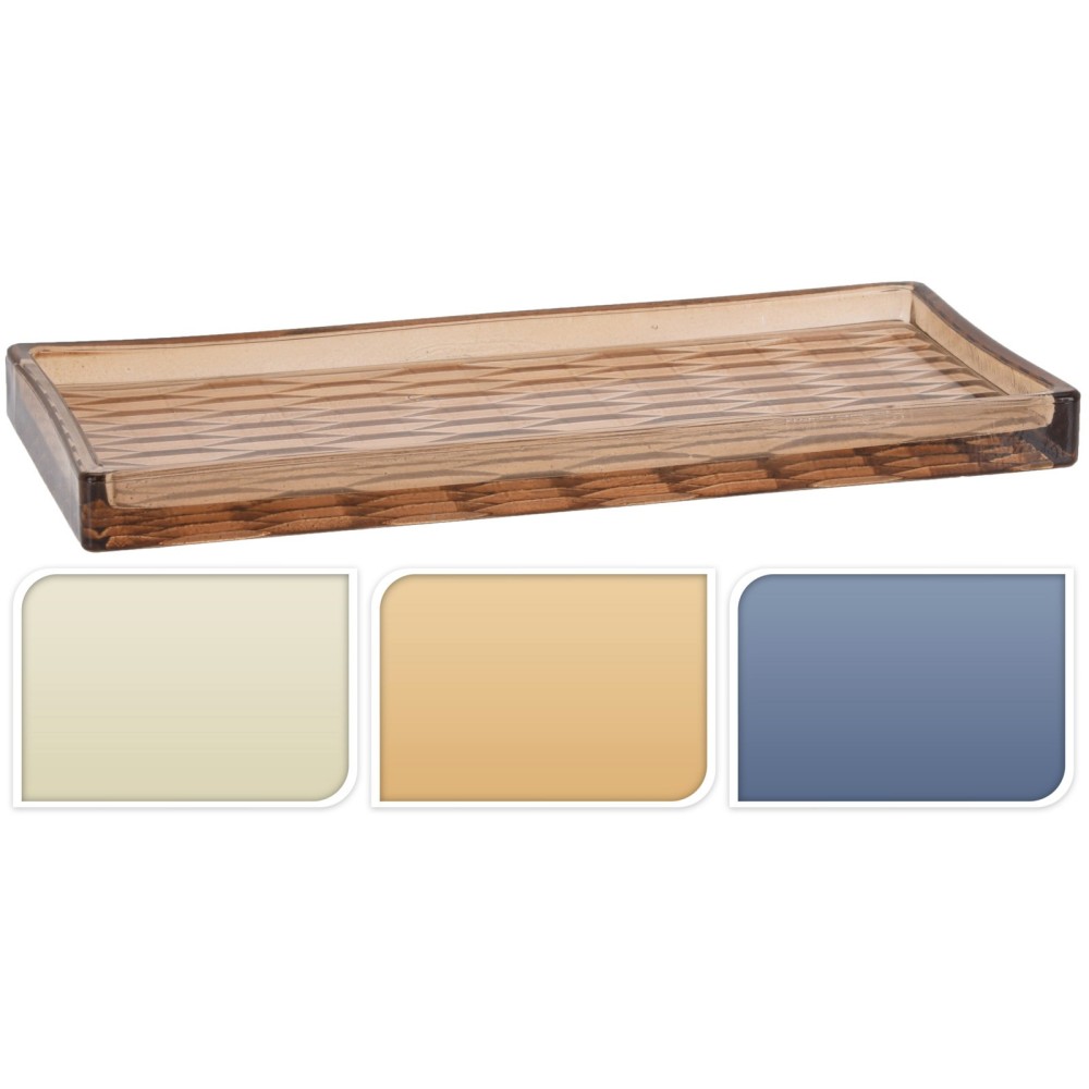 VASSOIO VETRO 25X11CM 3 COLORI