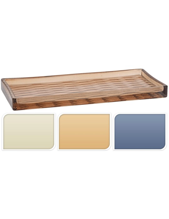 VASSOIO VETRO 25X11CM 3 COLORI