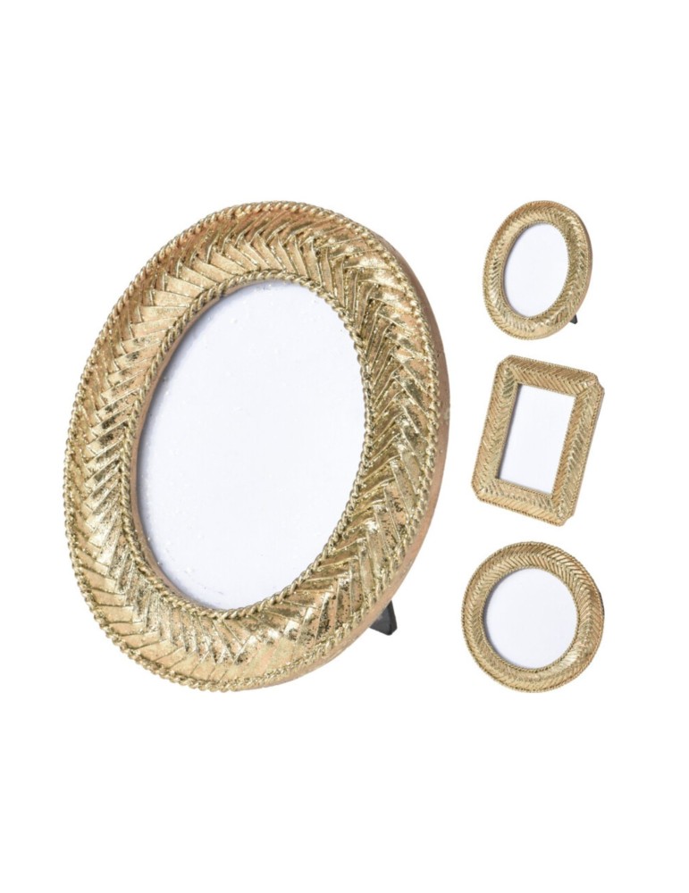 PORTAFOTO RESINA ORO 9CM 3 ASSORTIMENTI