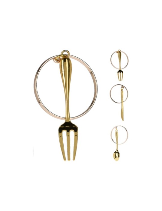 SET 4 PORTA-TOVAGLIOLI 6CM  CON POSATE ORO