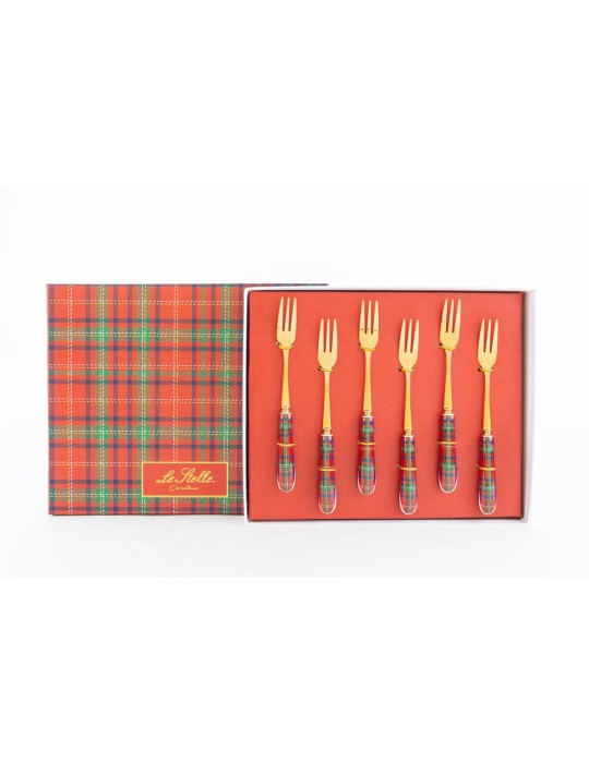 SET 6 FORCHETTINE TARTAN 15 CM C/ASTUCCIO