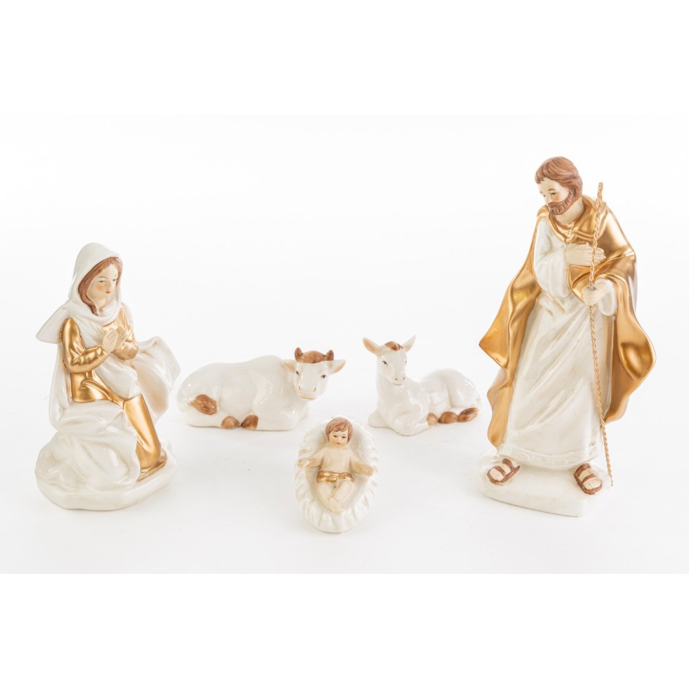 NATIVITA' 5 PZ PORCELLANA ORO H21.5CM
