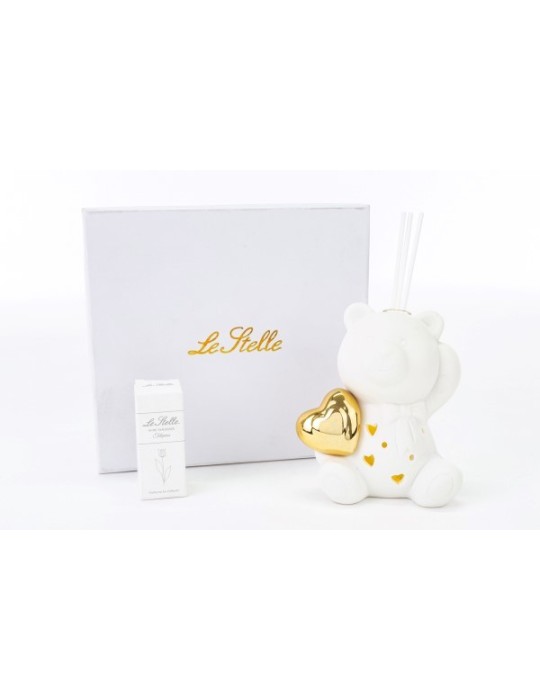 PROFUMATORE ORSETTO CUORE ORO LED CON BOX