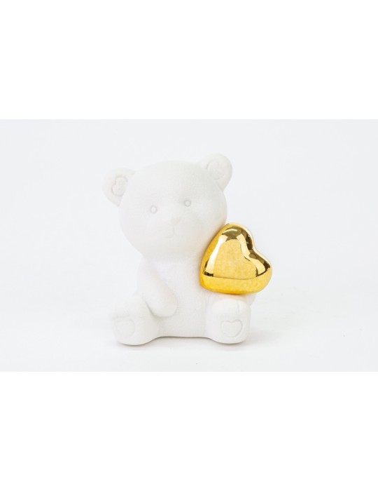 ORSETTO CUORE ORO PORCELLANA