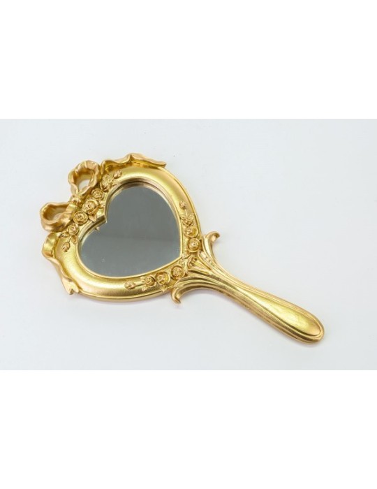 SPECCHIO CUORE RESINA ORO 13X22.5