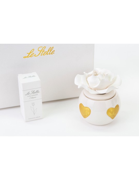 PROFUMATORE CUORI ORO PORCELLANA  7XH7.5 CON BOX