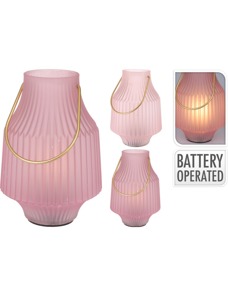 LANTERNA VETRO LED 14X20CM 2 COLORI