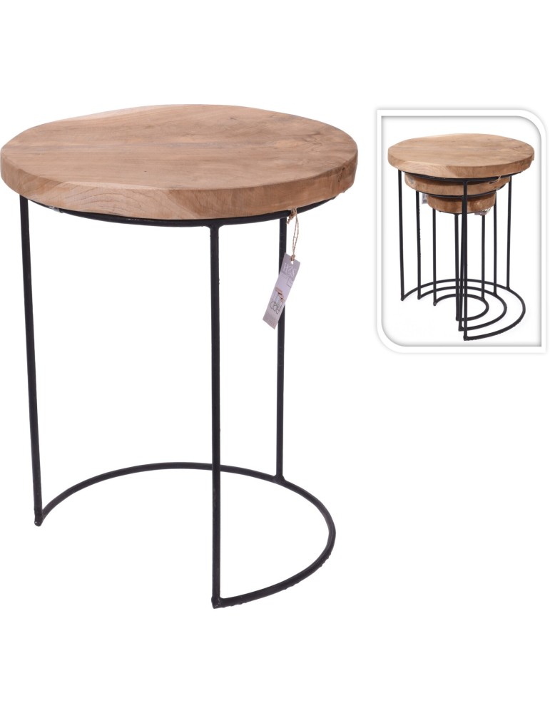 SET 3 TAVOLINO TEAK D35-41-47