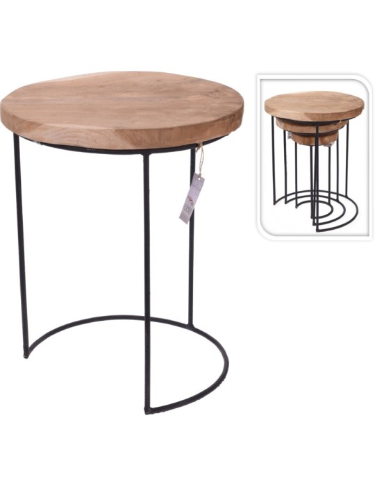 SET 3 TAVOLINO TEAK D35-41-47