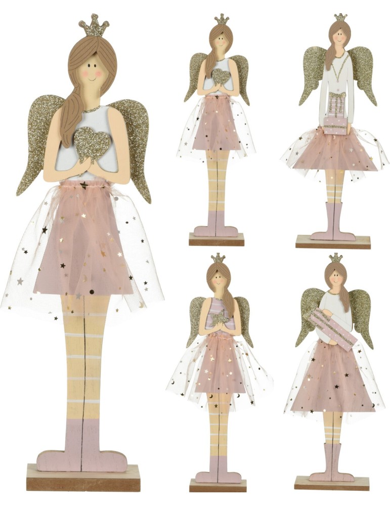 ANGELO LEGNO ROSA 42CM 4 VARIANTI