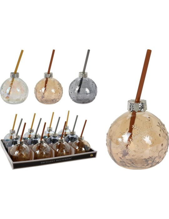 SFERA VETRO CON CANNUCCIA 12CM 3 COLORI