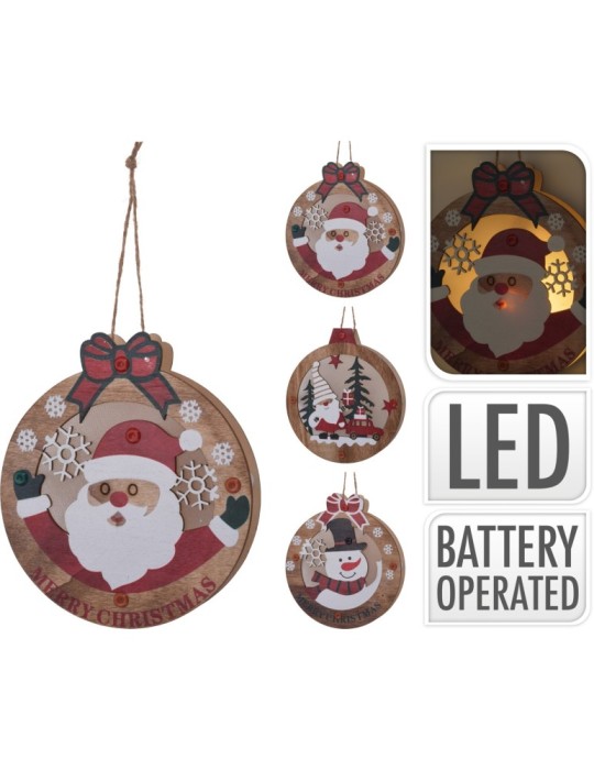 PENDENTE LEGNO LED 15CM 3 VARIANTI