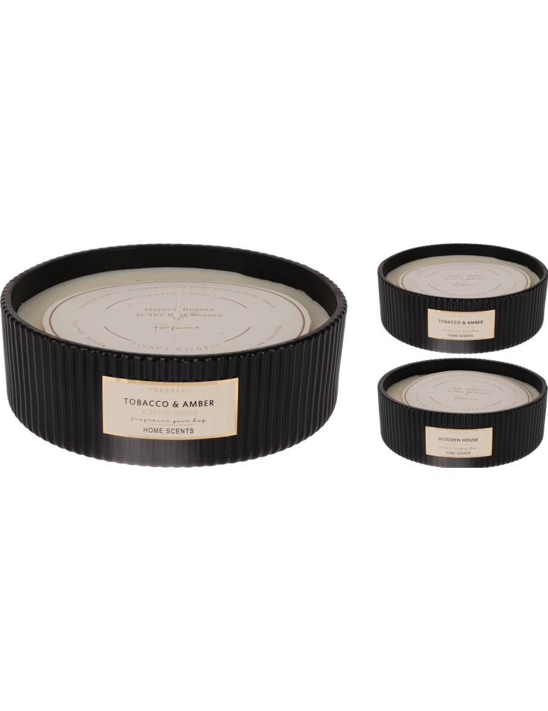 VASO VETRO NERO CON CERA 17CM 2 VARIANTI