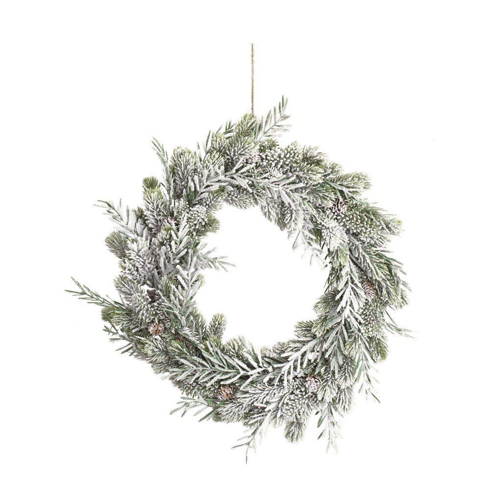 CORONA INNEVATA RAMI E PIGNE D55