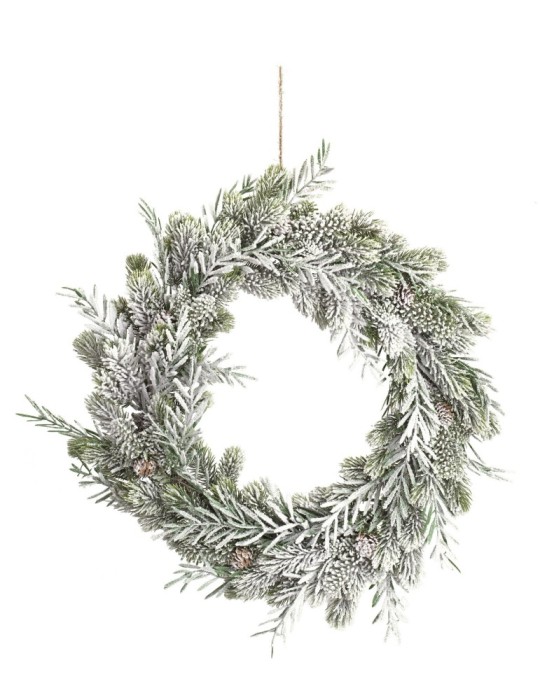 CORONA INNEVATA RAMI E PIGNE D55