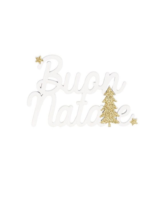 DECORAZIONE  BIANCO BUON NATALE 9X6XM