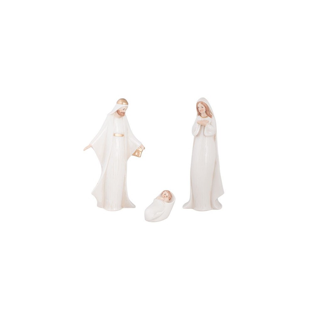 NATIVITÀ 3PEZZI  BIANCA PROFILI  ORO H23