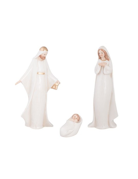 NATIVITÀ 3PEZZI  BIANCA PROFILI  ORO H23