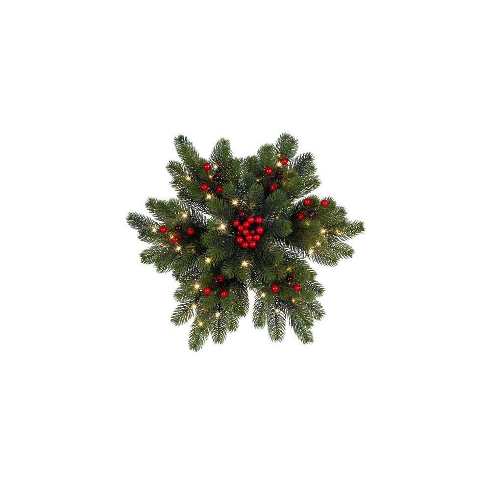 STELLA RAMI PINO CON BACCHE ROSSE E LUCI