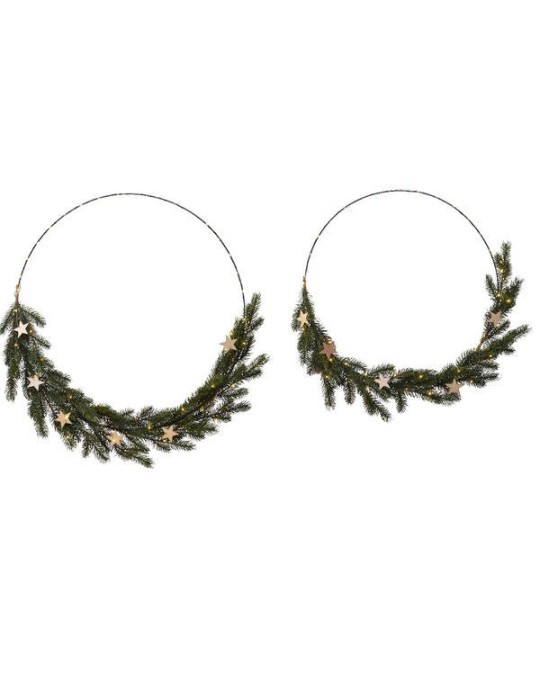 SET 2 CERCHI CON RAMI PINO E LUCI VERDE