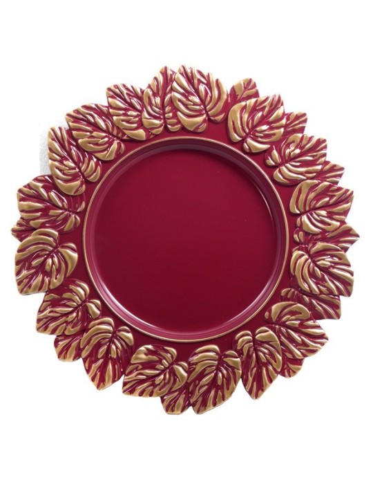 SOTTOPIATTO BURGUNDY-ORO D35 PVC