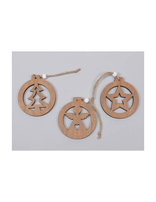 SFERA PIATTA IN LEGNO DA APPENDERE BROWN 3ASSORTITI