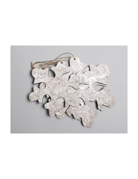 SET 4 FIOCCHI NEVE DA APPENDERE LEGNO D10-13CHAMPAGNE