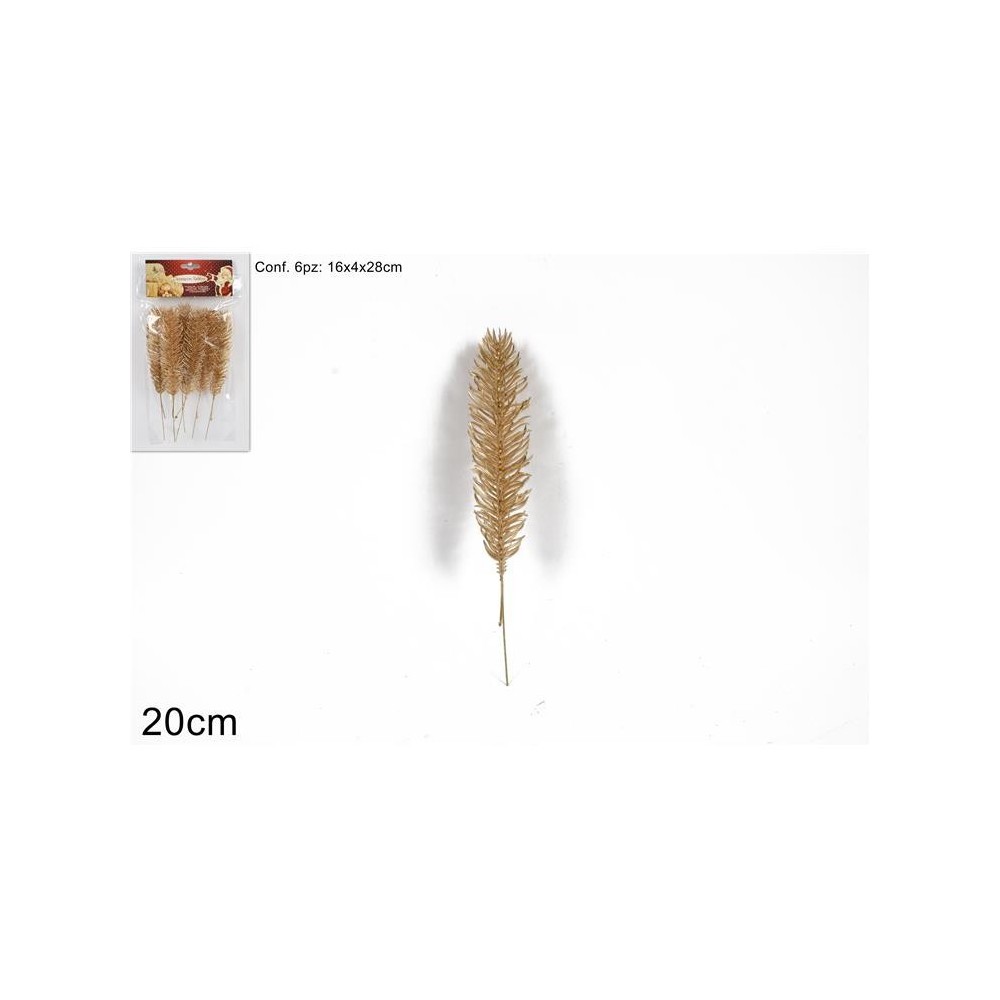 SET 6 RAMI ABETE LAMINATO ORO 20CM