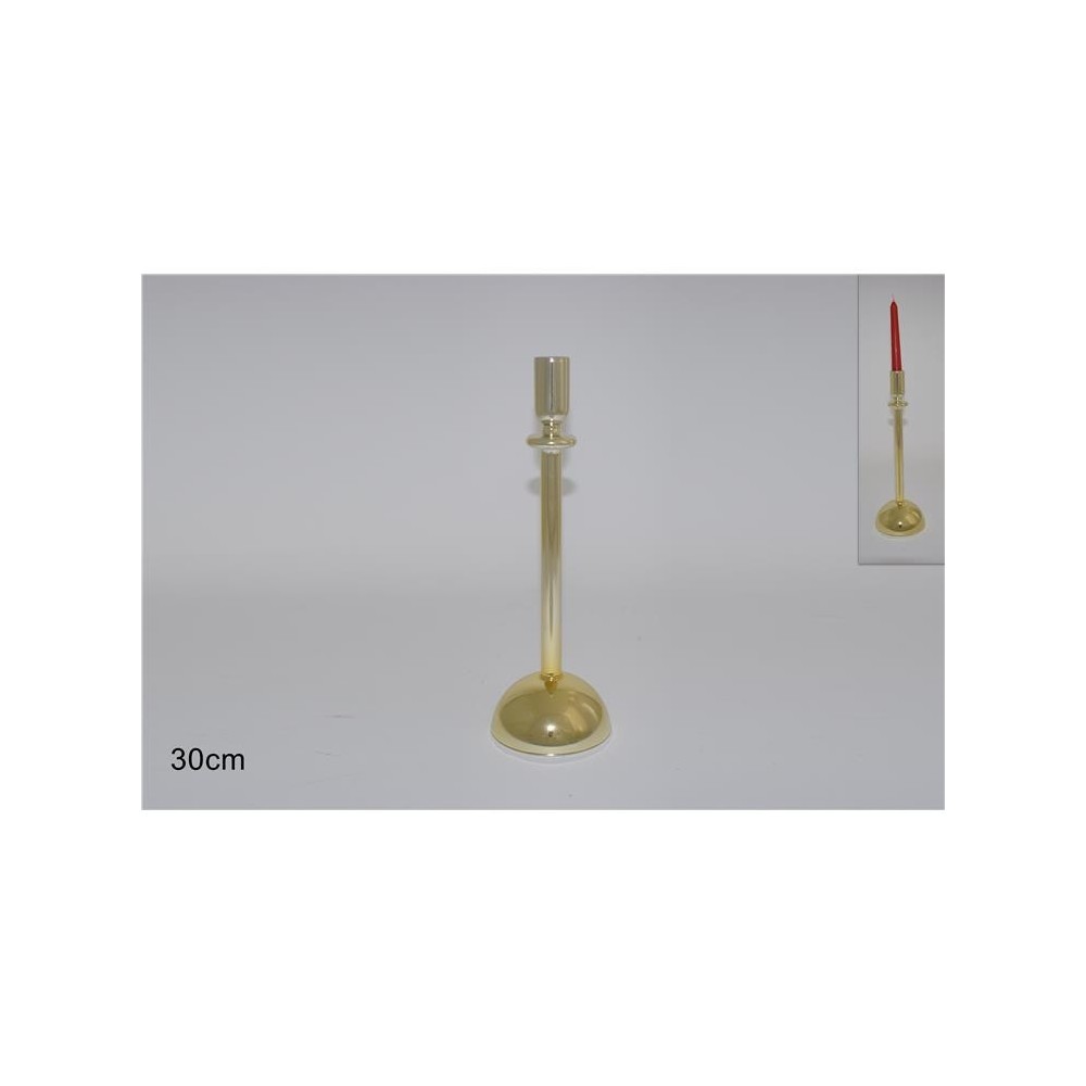 CANDELIERE VETRO ORO 30CM