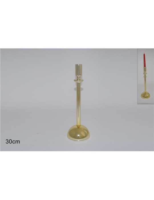 CANDELIERE VETRO ORO 30CM