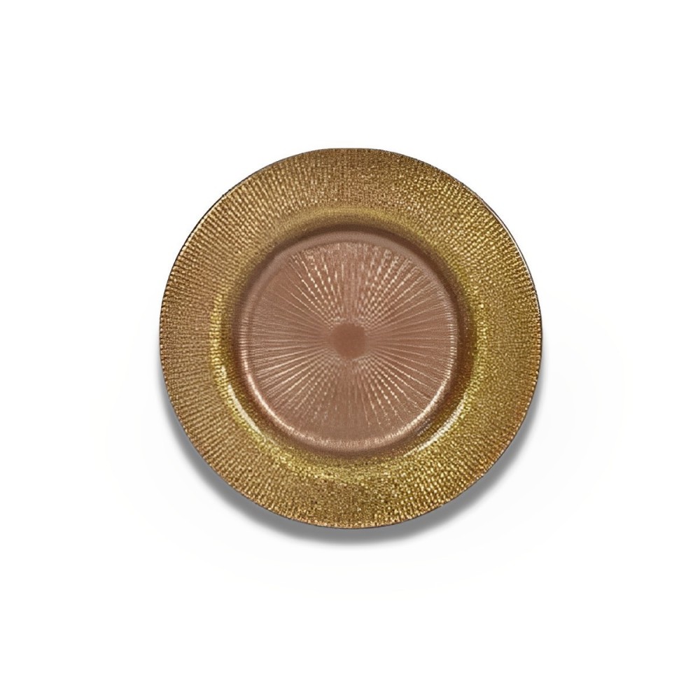PIATTINO VETRO 15CM MARRONE GLITTER
