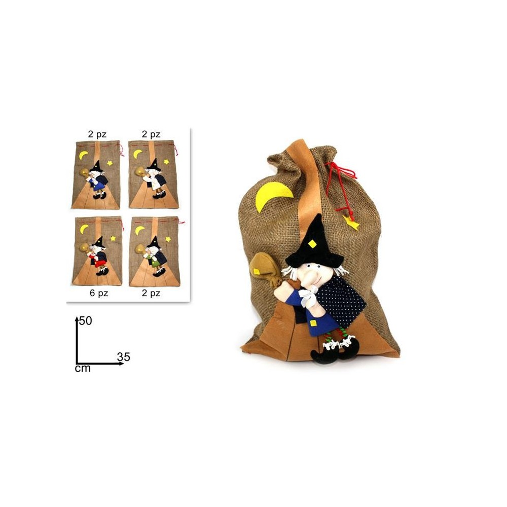 SACCO JUTA CON BEFANA 4COLORI
