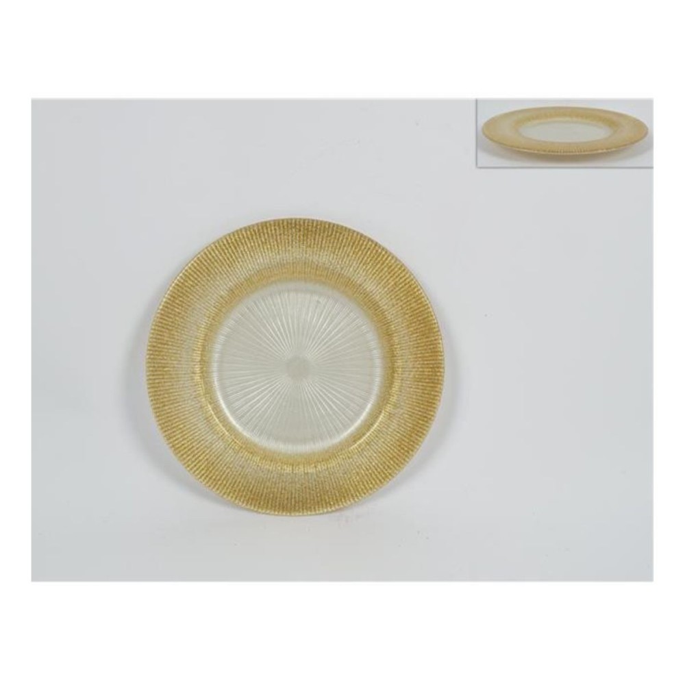 PIATTO VETRO 21CM BIANCO GLITTER