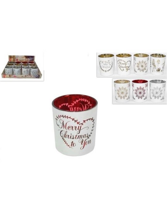 BICCHIERINO VETRO PORTA TEA LIGHT 8CM