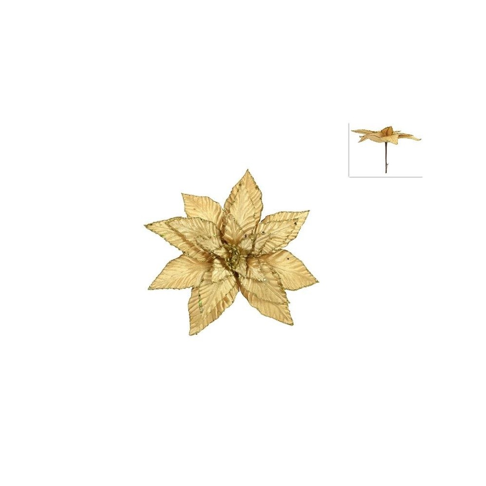 PINZONE POINSETTA VELLUTO ORO 35CM