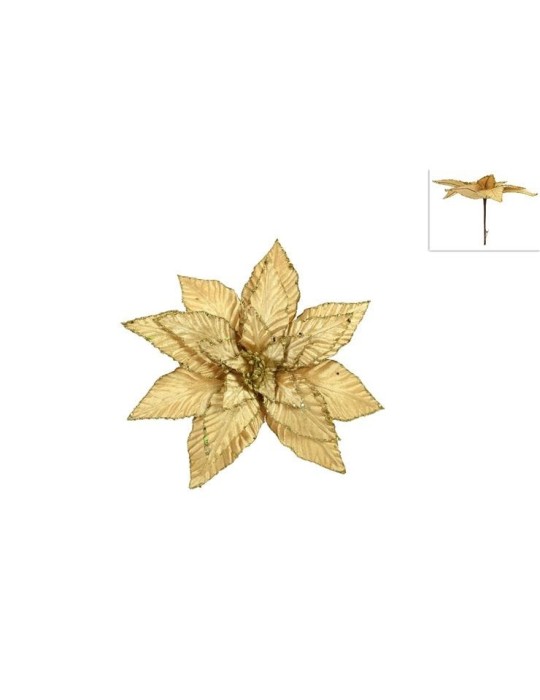PINZONE POINSETTA VELLUTO ORO 35CM