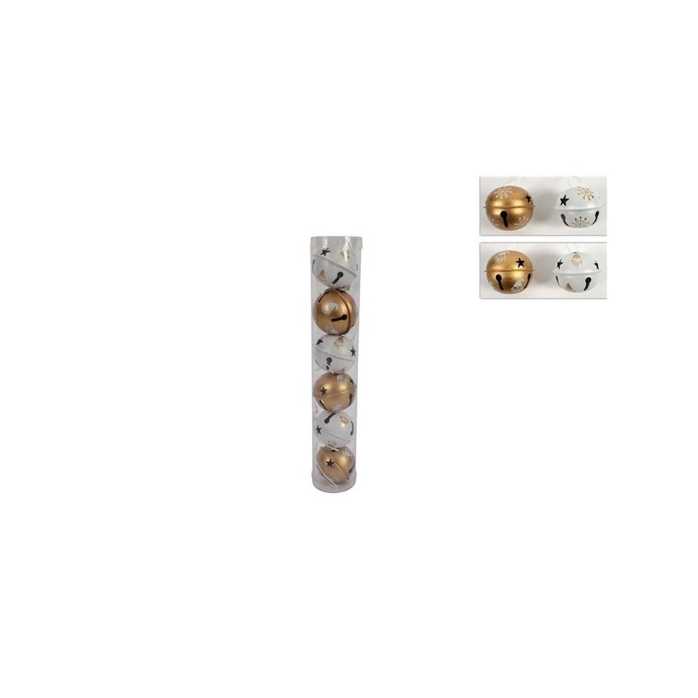 SET 6 CAMPANELLE ORO-BIANCO 5CM