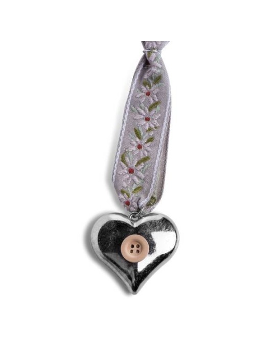 CUORE ARGENTO  CON NASTRO STELLA ALPINA