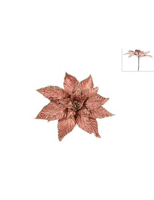 POINSETTA VELLUTO 35CM ROSA ANTICO